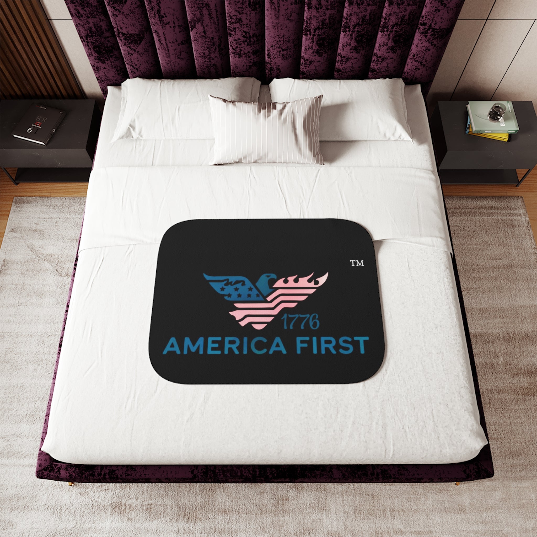 America First 1776 Sherpa Blanket — Reversible Two-Tone Cozy Throw