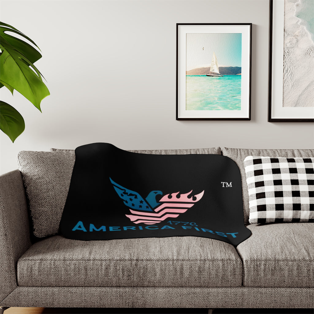 America First 1776 Sherpa Blanket — Reversible Two-Tone Cozy Throw